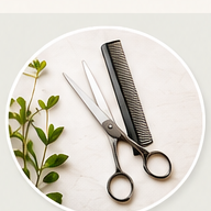 Hairdressing scissors and comb